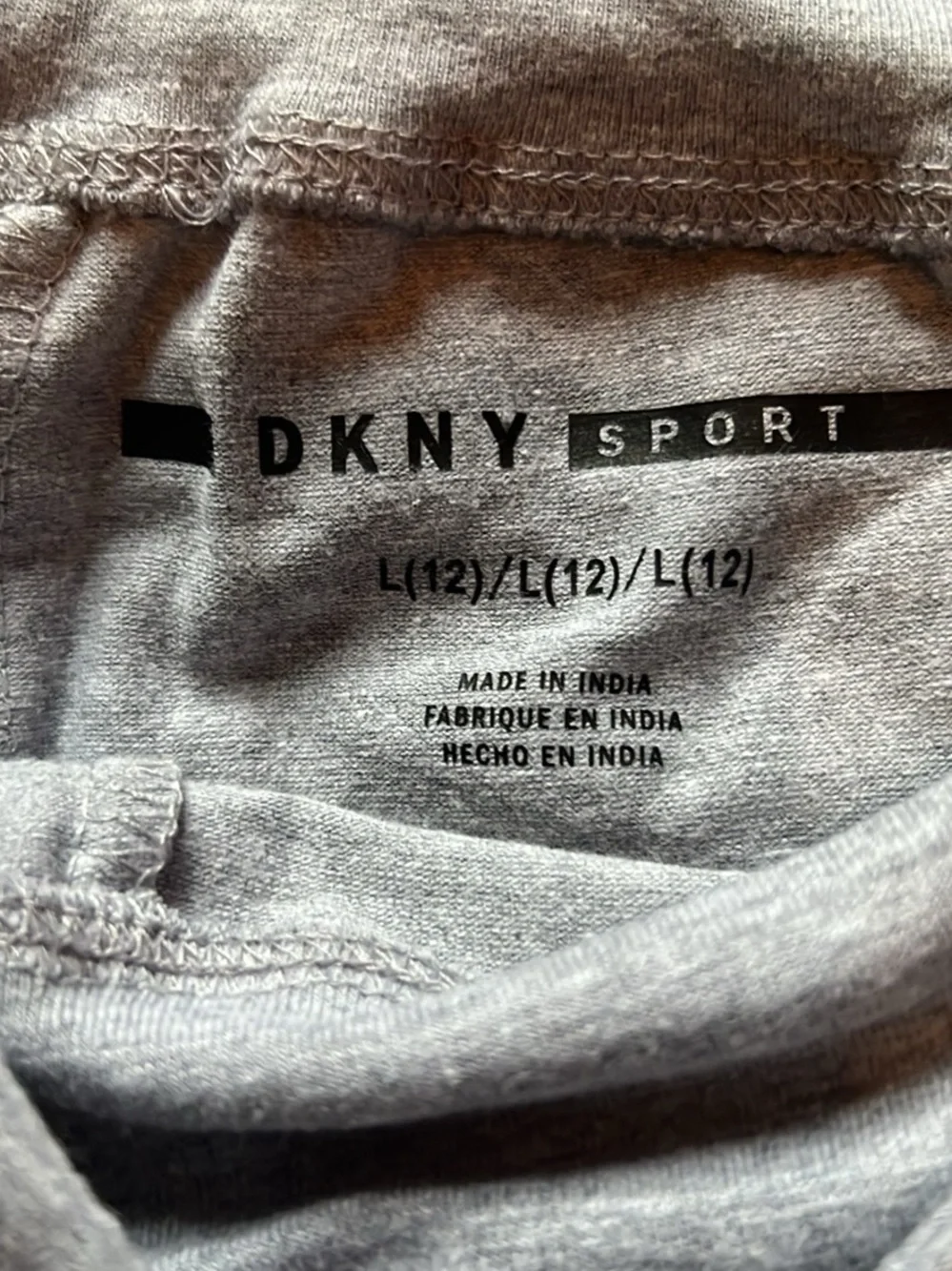 DKNY Pink Peach Glitter Logo Tee with Gray shorts